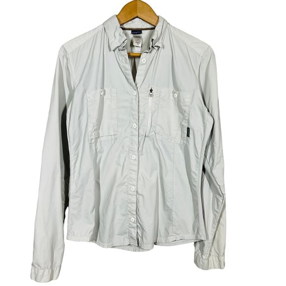 Patagonia Button Up Shirt Long Sleeve Casual Outdoor Sport Taupe - 12 - Picture 1 of 4